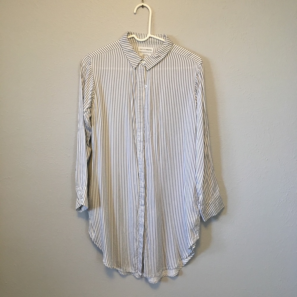 Native Youth Black White Striped Tunic